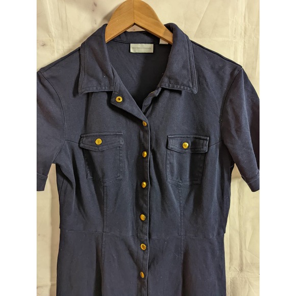 NEW YORK & COMPANY Navy Blue Button Down Casual Dress M - Picture 3 of 7
